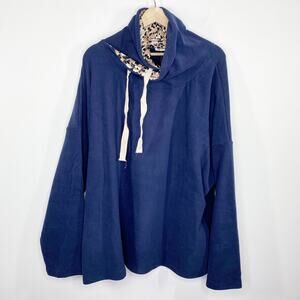 Doublju Womens Sweatshirt Size 3X NWT Navy Blue Cowl Neck Oversized Lounge Comfy